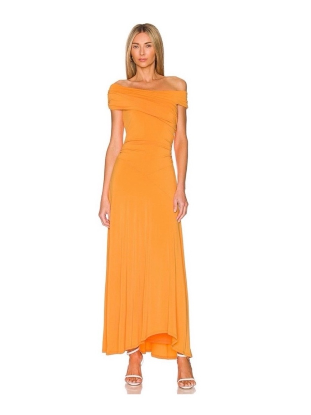 Bailey 44 Bright Orange Draped Cowl Maxi Dress